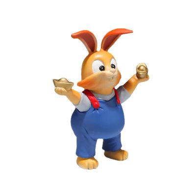 Copper Zodiac Ingot Rabbit Sculpture,Exquisite Animal Cartoon Money Rabbit Statue Crafts Desktop Ornament Office Home Living Room Bookshelf Wine Cabinet Decor Accessories
