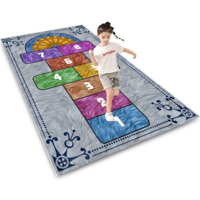 Hopscotch Rug Kids Rug Play Mat for Playroom,Fun Educational Carpet & Area Rugs, Non-Slip Numbers Learning Nursery Rug for Children Bedroom Classroom,Gift for Girls & Boys 6.6X10ft/79X118IN