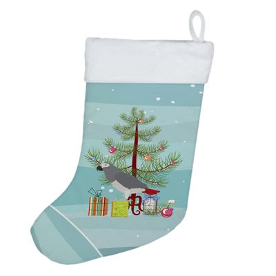 Caroline's Treasures CK4495CS African Grey Parrot Merry Christmas Christmas Stocking Fireplace Hanging Stockings Christmas Season Party Decor Family Holiday Decorations