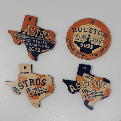 2022 Baseball World Series Champions Wood Christmas Ornament Set of 4