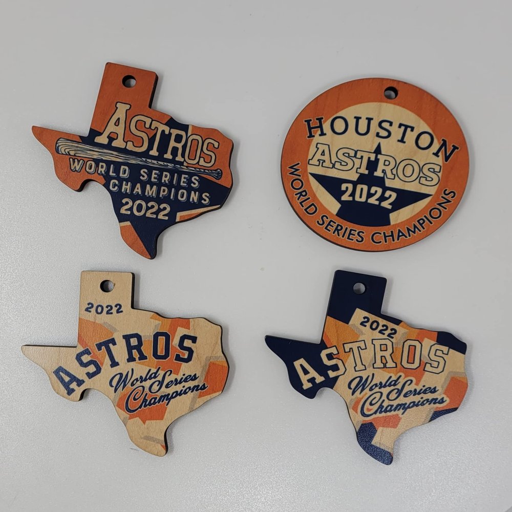 2022 Baseball World Series Champions Wood Christmas Ornament Set of 4