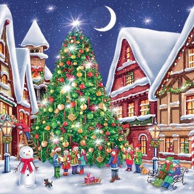 Christmas Napkins CHRISTMAS NIGHT 40pcs Lunch Napkins, Snowman Napkins Christmas Tree Napkins, Christmas Paper Napkins for Decoupage, Decorative Paper Napkins, Christmas Napkins Disposable