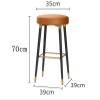 28 Inches Metal Round Leather Barstools Counter Bar Stools Sets of 2 Bar Height without Backrests No Armrests Upholstered Bar Chairs Gold Stainless Steel Square Footrest, for Coffee Pub Kitchen Dining view 3