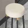 28 Inches Metal Round Leather Barstools Counter Bar Stools Sets of 2 Bar Height without Backrests No Armrests Upholstered Bar Chairs Gold Stainless Steel Square Footrest, for Coffee Pub Kitchen Dining view 4