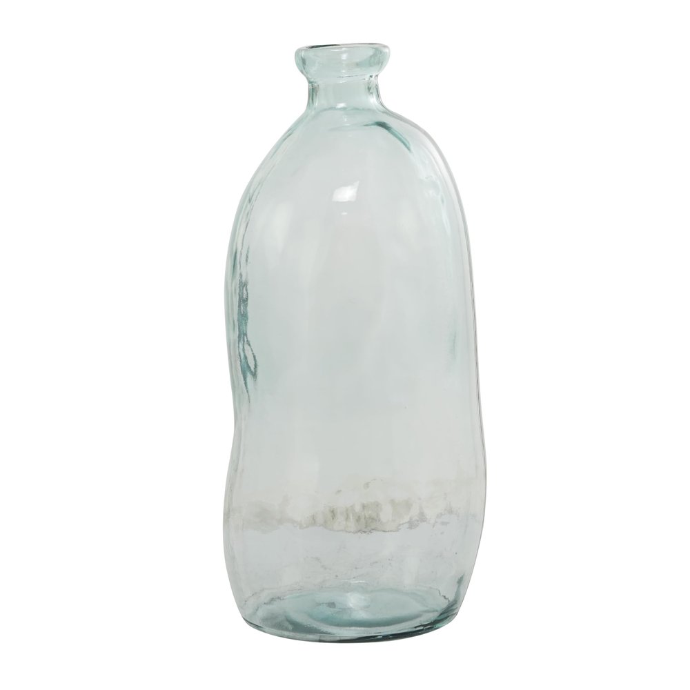 Deco 79 Recycled Glass Handmade Decorative Vase Spanish Bottleneck Centerpiece Vase, Flower Vase for Home Decoration 13" x 13" x 29", Blue