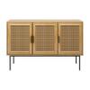 CorLiving Emmett Engineered Wood Sideboard with 3 Rattan Finished Doors and 4 Shelves, Light Brown view 4