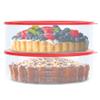 2 Pack Pie Carrier Cake Storage Container with Lid | 10.5" Large Round Plastic Cupcake Cheesecake Muffin Flan Cookie Tortilla Holder Storage Containers Airtight | Pie Keeper Transport Container view 1