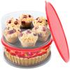 2 Pack Pie Carrier Cake Storage Container with Lid | 10.5" Large Round Plastic Cupcake Cheesecake Muffin Flan Cookie Tortilla Holder Storage Containers Airtight | Pie Keeper Transport Container view 2