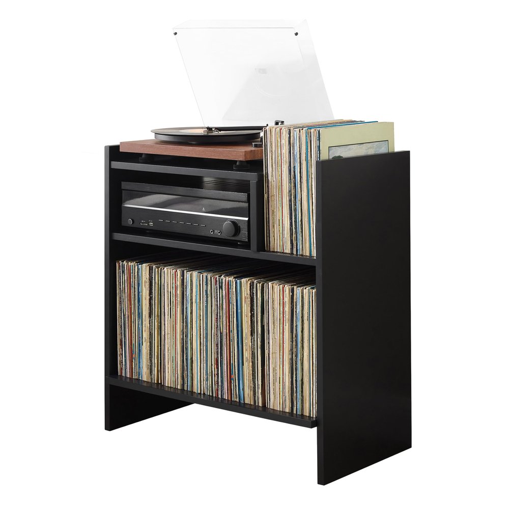 Crosley Furniture Portland Record Player Stand, Media Console with Vinyl Storage, Modern Home Organizer, Black