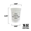Custom Party Cups Personalized with your Logo or Message Disposable or Reusable 16 oz Plastic Stadium Cups Starting at Set of 10 - White view 3