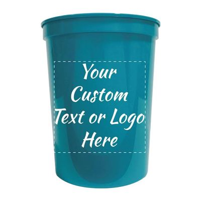 Custom Party Cups Personalized with your Logo or Message Disposable or Reusable 16 oz Plastic Stadium Cups Starting at Set of 10 - Teal