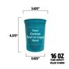 Custom Party Cups Personalized with your Logo or Message Disposable or Reusable 16 oz Plastic Stadium Cups Starting at Set of 10 - Teal view 3