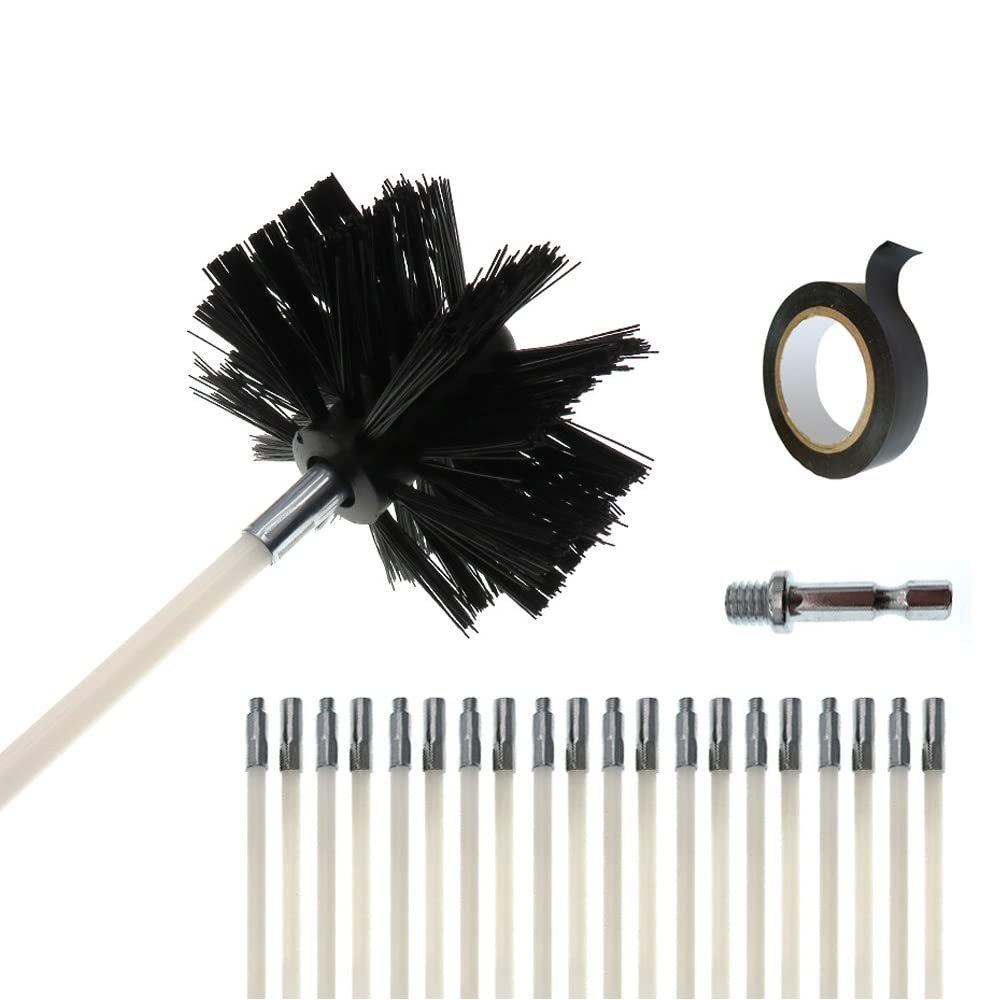12-50FT Dryer Vent Cleaning Brush,Dryer Vent Cleaner Kit,Chimney Cleaning Brush Kit,Fireplace Chimney Brushes Kit,Dryer Duct Cleaning Kit,Use with or Without a Power Drill 2 Year Warranty (Size : 40f