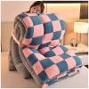 ZTGL Thickened Warm Double-Sided Fleece Plush Quilt, Winter Lamb Velvet Fiber Quilt, Super Warm Velvet Comforter Core Winter Blanket Soft Warm Queen Quilt Bedding for Home,Pink,150x200cm(2kg) view 2