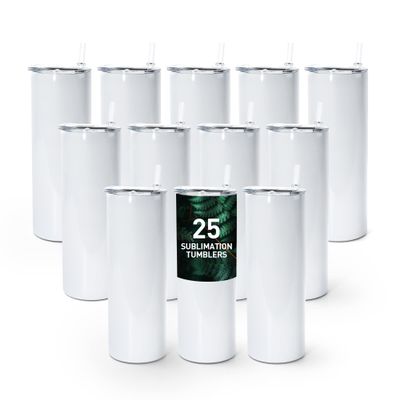 AGH 25 Pack 20oz Sublimation Tumblers, Stainless Steel Vacuum Insulated with Lids & Straws, Double Wall Sublimation Blanks Coffee Tumblers