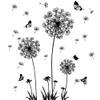Buiory Dandelion Wall Decals Removable Flower Wall Stickers Peel and Stick Floral Butterfly Murals Dandelion Party Decoration for Bedroom Living Room Sofa Backdrop TV Dandelion Wall Decor (Black) view 1
