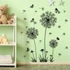 Buiory Dandelion Wall Decals Removable Flower Wall Stickers Peel and Stick Floral Butterfly Murals Dandelion Party Decoration for Bedroom Living Room Sofa Backdrop TV Dandelion Wall Decor (Black) view 3