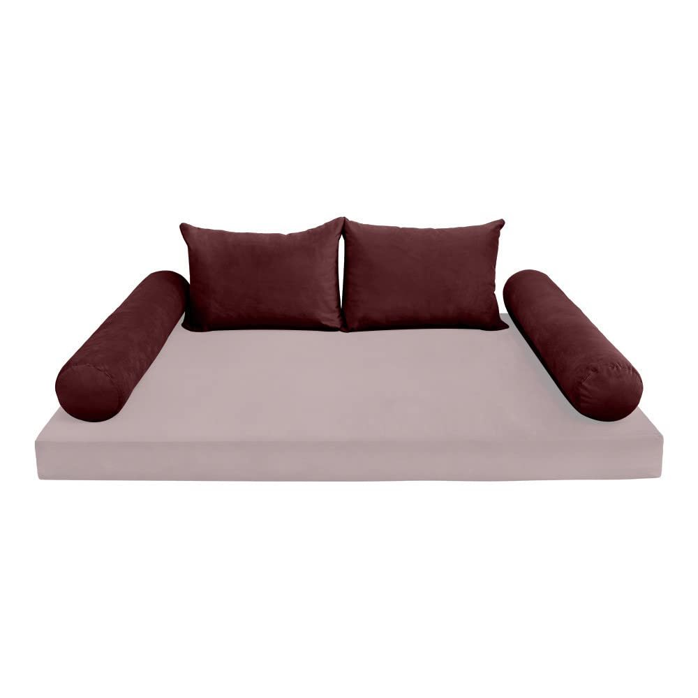 Prolinemax Style V4 Twin Size Velvet Knife Edge Indoor Daybed Bolster Pillow Cushion Fitted Sheet |Cover ONLY| AD368