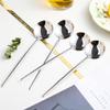 Stainless Steel Hammered Soup Spoon, Korean Long Round Handle Spoon, 4 Pieces of Steel Hammered Spoons, 8 Inches. view 3