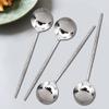 Stainless Steel Hammered Soup Spoon, Korean Long Round Handle Spoon, 4 Pieces of Steel Hammered Spoons, 8 Inches. view 4