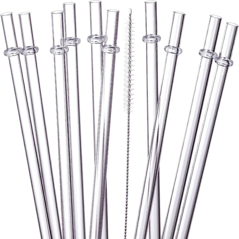 24 Pcs, Highly Clear Reusable Straws with 4 Brushes, 10.5 in Long Hard Plastic Drinking Straws, Transparent Replacement Straws for 16OZ-32 OZ Tumblers, Cups, Jars, Stanley, YETI, Starbucks