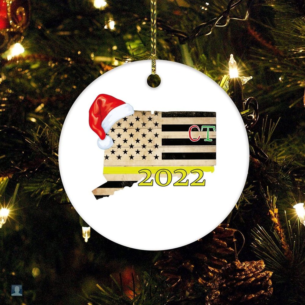 Connecticut Home 2022 Ornament Connecticut Custom State Customized Round Ceramic Ornament Personalized Christmas Ornaments