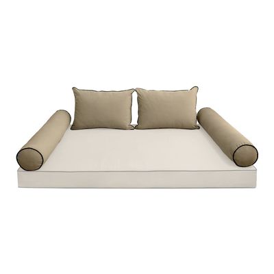 Prolinemax Style V4 Twin Size Velvet Contrast Pipe Indoor Daybed Bolster Pillow Cushion Fitted Sheet |Cover ONLY| AD304