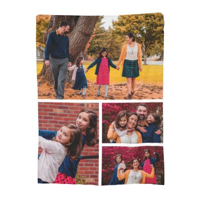 Custom Blanket Photos Picture Collage Personalized Customized Throw Blankets, Flannel Throw Blankets for Family, Wedding, Children, Lovers, Father Day-4Photos 40x50in