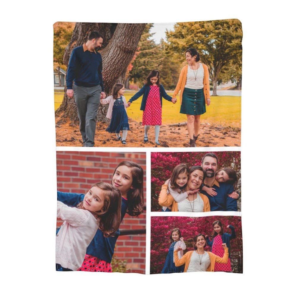 Custom Blanket Photos Picture Collage Personalized Customized Throw Blankets, Flannel Throw Blankets for Family, Wedding, Children, Lovers, Father Day-4Photos 40x50in