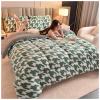 ZTGL Thickened Warm Double-Sided Fleece Plush Quilt, Winter Lamb Velvet Fiber Quilt, Super Warm Velvet Comforter Core Winter Blanket Soft Warm Queen Quilt Bedding for Home,Green,180x220cm(3.5kg) view 1