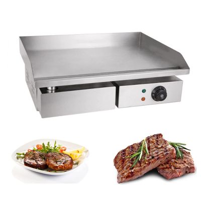 Electric Countertop Griddle, Stainless Steel Electric Griddle Countertop Hot Plate Commercial BBQ Grill, Burger Bacon Kitchen Barbeque Countertop for Fry Eggs, Pies, Meets, Hamburgers,818