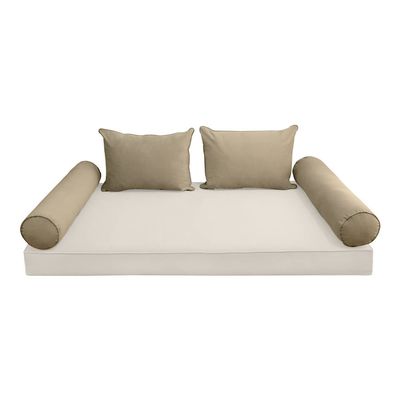 Prolinemax Style V4 Twin Size Velvet Pipe Trim Indoor Daybed Bolster Pillow Cushion Fitted Sheet |Cover ONLY| AD304