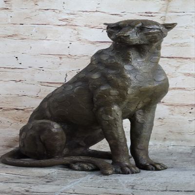 EUROPEAN BRONZE Art Nouveau Style Statue Sculpture Jaguar Wildlife Deco Style Bronze Figurine Gift Decor Sale Home Art