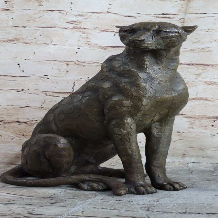 EUROPEAN BRONZE Art Nouveau Style Statue Sculpture Jaguar Wildlife Deco Style Bronze Figurine Gift Decor Sale Home Art
