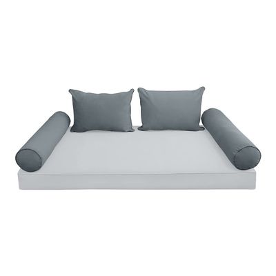 Prolinemax Style V4 Twin Size Velvet Pipe Trim Indoor Daybed Bolster Pillow Cushion Fitted Sheet |Cover ONLY| AD347