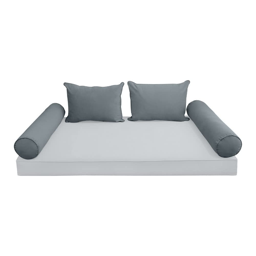 Prolinemax Style V4 Twin Size Velvet Pipe Trim Indoor Daybed Bolster Pillow Cushion Fitted Sheet |Cover ONLY| AD347