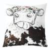 Cow Print Throw Pillow Cover 16x16 Cow Bedding Set,Floral Cowhide Pillow Cover Farmhouse Highland Cattle Fur Cushion Case Black White Brown Animal Cow Skin Decorative Square Pillow Case view 1