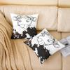 Cow Print Throw Pillow Cover 16x16 Cow Bedding Set,Floral Cowhide Pillow Cover Farmhouse Highland Cattle Fur Cushion Case Black White Brown Animal Cow Skin Decorative Square Pillow Case view 2
