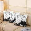 Cow Print Throw Pillow Cover 16x16 Cow Bedding Set,Floral Cowhide Pillow Cover Farmhouse Highland Cattle Fur Cushion Case Black White Brown Animal Cow Skin Decorative Square Pillow Case view 4