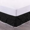 Kings Loft Luxury Pom Pom Pinch Pleated BedSkirt 100% Egyptian Cotton 1000 Thread Count, Top-Knot Tassle Pompom Fringe White Solid Pattern, 18 Inch Drop Cal King Size, Black Solid view 2