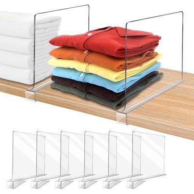 Acrylic Shelf Dividers for Closet Organization 6PCS Closet Shelf Divider Closet Dividers for Shelves Shelf Organizer for Closet Shelf Organizer For Wood Closet Separator Clear