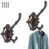 Brosay Cast Iron Hooks for Wall Rustic Coat Rack Wall Mount Double Coat Hook Unique Heavy Duty Coat Hooks Wall Decorative Hook for Hallway Hang Clothes Hats 2 Pcs (Double Hook) view 1