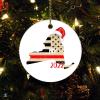 Christmas Ceramic Ornament New York State 2022 Ceramic Elegant Christmas Hanging Ornaments State 2022 with Sante Hat New York Ornament for Christmas Tree view 1