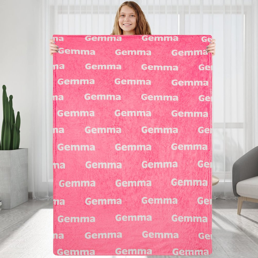 Personalized Throw Blankets Gift for Girls Boys, Custom Baby Blanket with Name,Birthday Gift for Her Him, Super Soft Blanket Gift for Her Christmas Memorial Day Valentines Day Gifts (Pink)