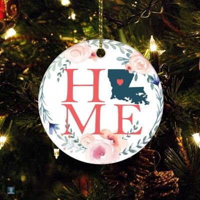 Christmas Ornament Louisiana Home 2022 Holiday Present Louisiana US State American Flag Cut Out 2022 Christmas Ceramic Ornament Ceramic Elegant Hanging Christmas Tree Decorations