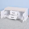 White Classic Wood Shoe Storage Bench with 2 Drawers and 2 Doors,Living Room Storage Bench with Beige Seat Cushion for Entryway Hallway Front Door,Saving Space view 3