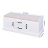 White Classic Wood Shoe Storage Bench with 2 Drawers and 2 Doors,Living Room Storage Bench with Beige Seat Cushion for Entryway Hallway Front Door,Saving Space view 4