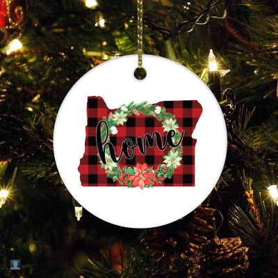 Ornament Oregon State Buffalo Check Plaid Christmas Wreath Personalized Christmas Ornament Home 2022 Oregon Holiday Ornament for Home Christmas Tree Decor
