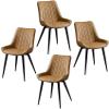 IBOWZ Dining Chair Set Faux Leather Chairs Set of 4 High Back Soft Padded Seat Leather Chairs with Black Metal Legs Chair Living Room Bedroom Balcony Chair Dining Chair (Color : Khaki) view 2