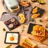 6-in-1 Single Waffle Maker, Waffle Maker Iron for Family, 650W Waffle Machine with Deep Non-Stick Cooking Plates, Detachable and Interchangeable Plates, Automatic Temperature Control,Pink view 4